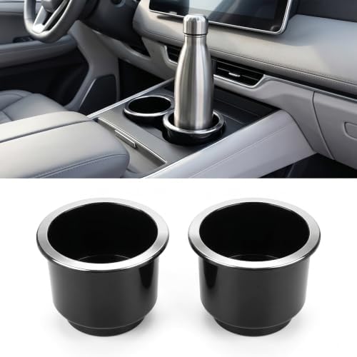 2PCS Car Cup Holder Insert, Recessed Plastic Cups Drink Can Holders, Universal Chrome Drop in Cups Holders for Most Cars, Trucks, SUVs (Black)