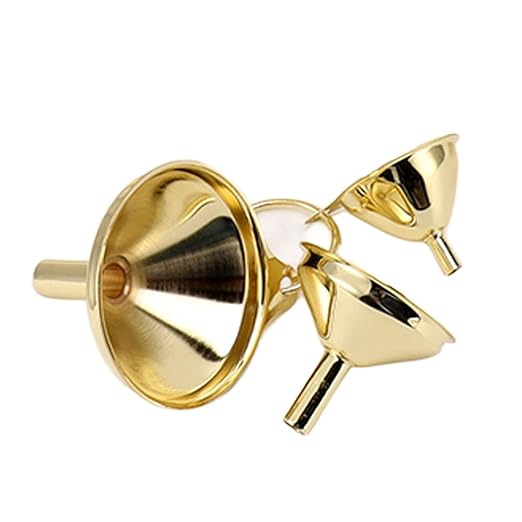 Majatou 3 Pieces Gold Stainless Steel Funnel, Kitchen Funnel Set for transferring Essential Oils, Liquids, Liquids, Dry Powders, and Kitchen Gold funnels