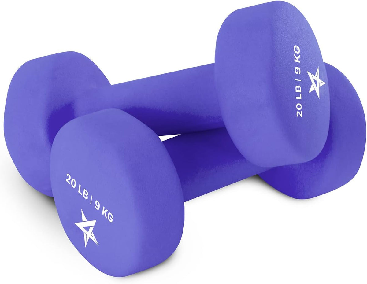 Yes4All Neoprene Coated Dumbbell Hand Weights - Set of 2 with Anti-Roll, Anti-Slip Design | 15 Color Options