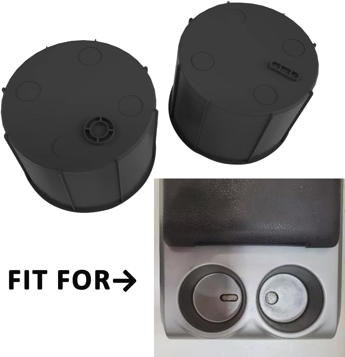 Rear of Center Console Cup Holder for Ford F150 2009-2014 with Flow Through Console Cup Holder Replacement Insert for F150 TPE Drink Bottle Holder 2PCS (with Flow Through Console)