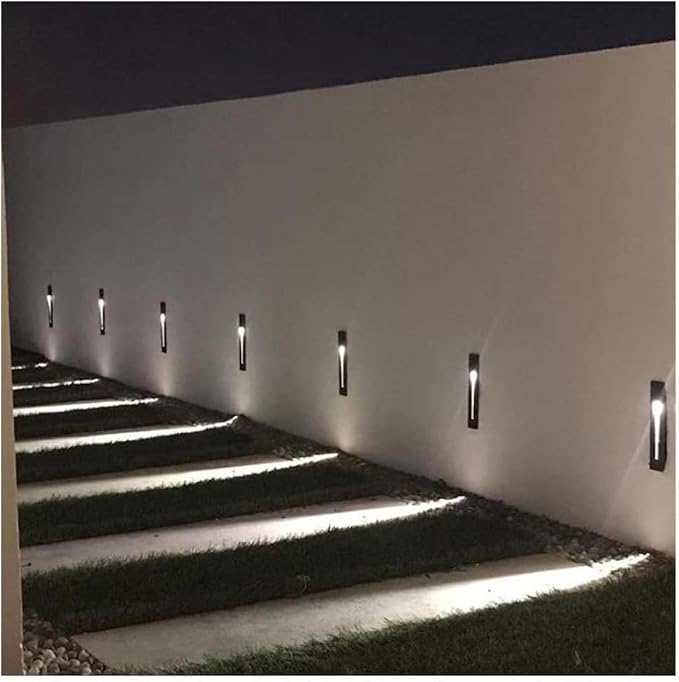 5Pcs Motion Sensor Stair Lights Embedded LED Step Lights, 3W AC85-265V Waterproof Recessed Light Fixtures for House/Wall Cavity/Hallway/Stair/Corner/Decks 4000K Sand Black
