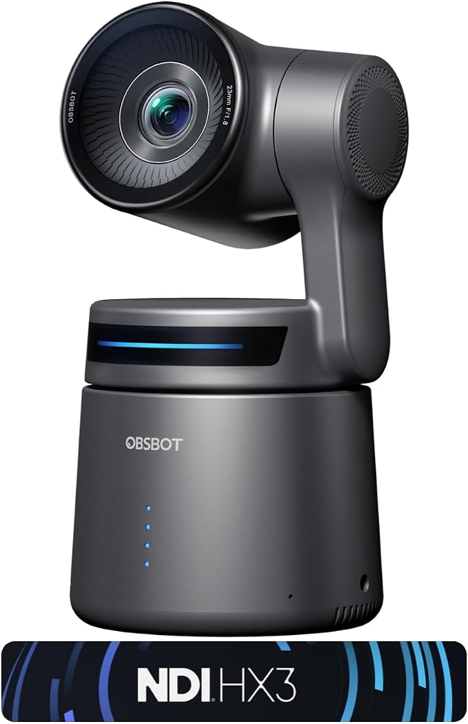 OBSBOT Tail Air NDI Streaming Camera 4K, AI Tracking PTZ Camera
