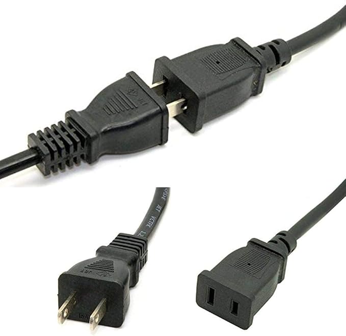 Toptekits (1.6ft/0.5m) USA Outlet Saver Power Extension Cord Cable 125V 10A 2-Prong 2 Outlets for NEMA 5-15P to NEMA 5-15R,Nice Short Little Extension
