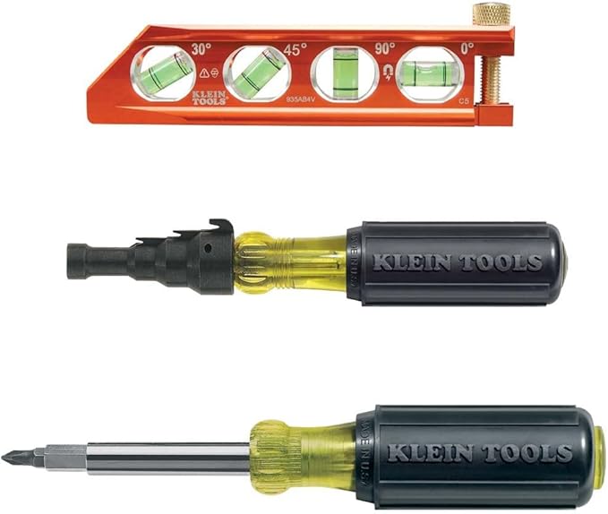 Klein Tools 80073 Reaming Driver Kit with Conduit Reamer, Conduit-Fitting and Reaming Screwdriver and Magnetic Level, 3-Piece & 31737 Folding Jab Saw/Drywall Saw