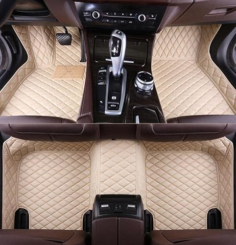 Add Personal Touch to Your Vehicle with IMEISH Customizable Logo Text Car Mats for 99% of vehiclesPads Protection Non-Slip Leather Floor Liners (Beige)