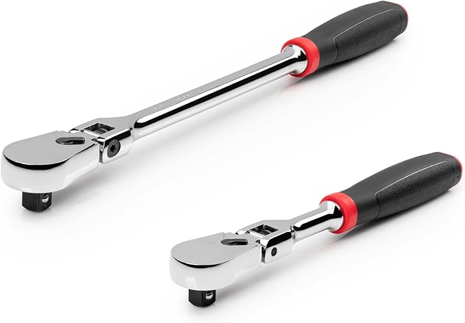 TEKTON 3/8 Inch Drive Flex Head Non-Quick-Release Comfort Grip Ratchet Set, 2-Piece (8, 12 in.) | SRH91202