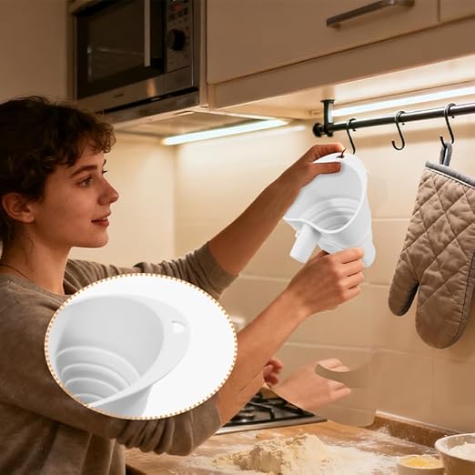 Flour Funnel for Kitchen Aid&Cream Scraper Set, Silicone Food-Grade | Stand Mixer | Leak-Proof Large Capacity Collapsible Design (Blue, Ordinary * 1 + Extended * 1 + Cream Scraper Set)
