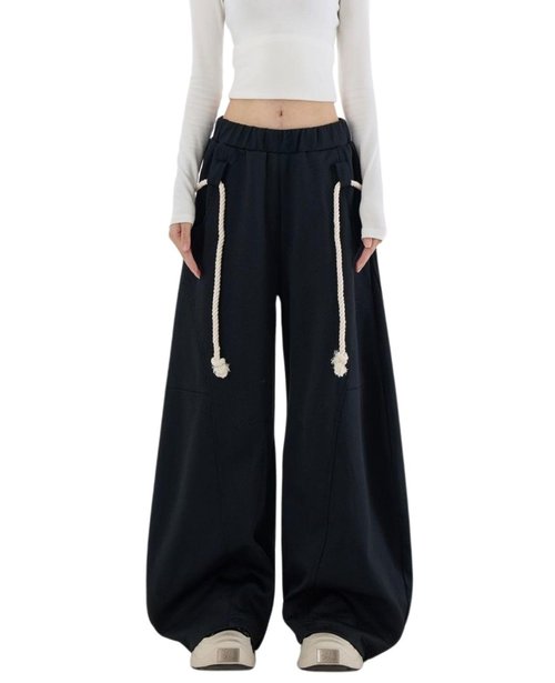 BeRamg Baggy Sweatpants for Women Men High Waist Wide Leg Sweatpants Oversize Barrel Pants Casual Trousers(Black2-XL)