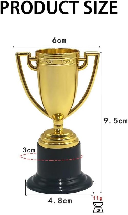 Mini Gold Trophy Cups by [Brand Name] - 4 PCS 3.74 Inch Awards for Graduation, Sports & Parties