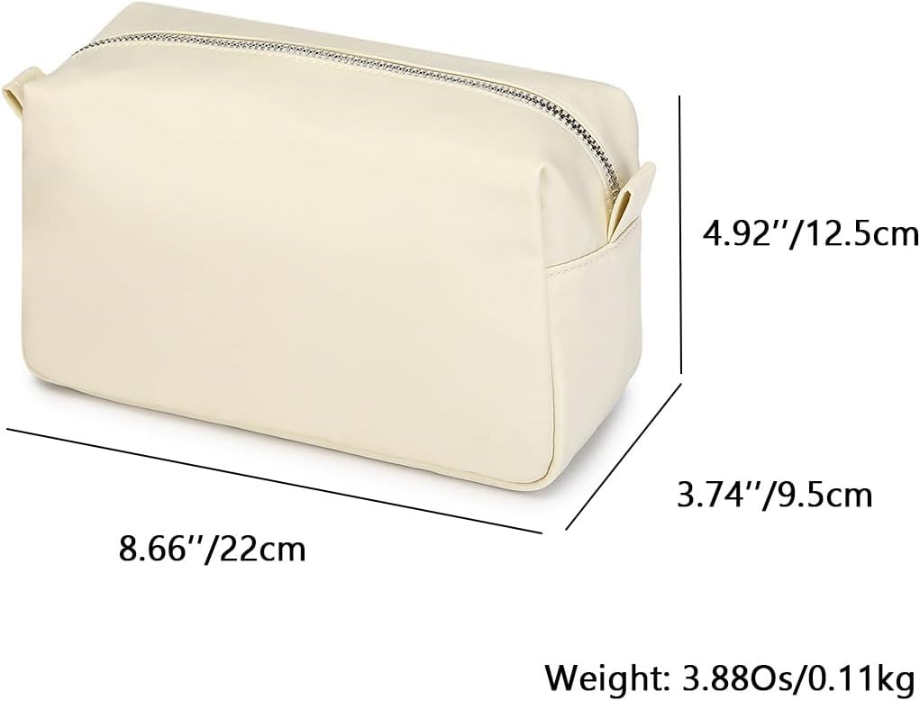 Travel Makeup Bag, Ring Clasp Wristlet Organizer (Creamy White)
