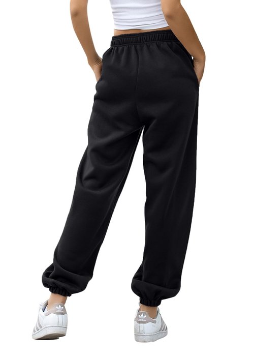 Gym Exercise Athletic Baggy Lounge Sweatpants Drawstring Cotton High Waisted Womens Sweat Pants Sports Hiking Trendy Workout Women Sweatpants Joggers Golf Yoga Pants Trousers With Pockets Black M