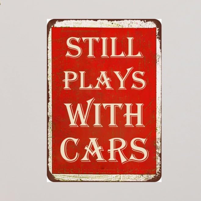 Garage Signs For Men - Funny Metal Tin Car Room Decor - Vintage Car Gifts 8x12 Inch