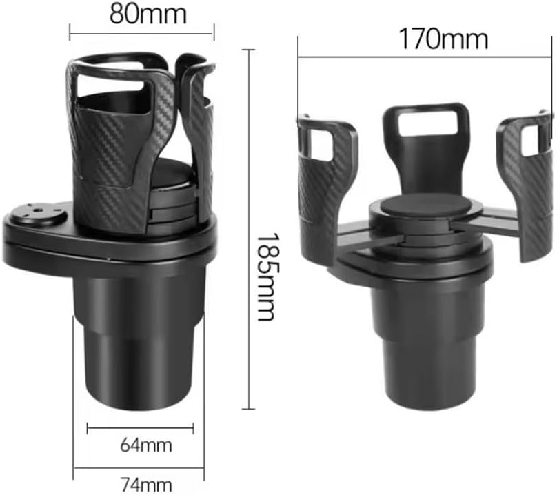 Car Cup Holder Expander for Lexus UX 250h 2019-2024, Multifunctional Dual Cup Mount with 360° Rotating Adjustable Carbon Fiber Texture Adapter