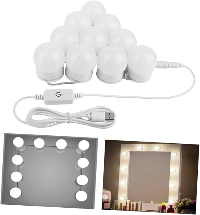 USB Dimmable Touch LED Mirror Lights for Vanity Adjustable Brightness Waterproof for Bathroom and Makeup Table