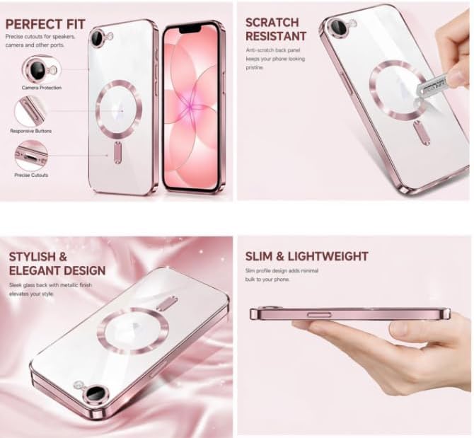 Magnetic Glossy Case for iPhone 17e, iPhone17e/16e Phone Case Slim Clear Luxury