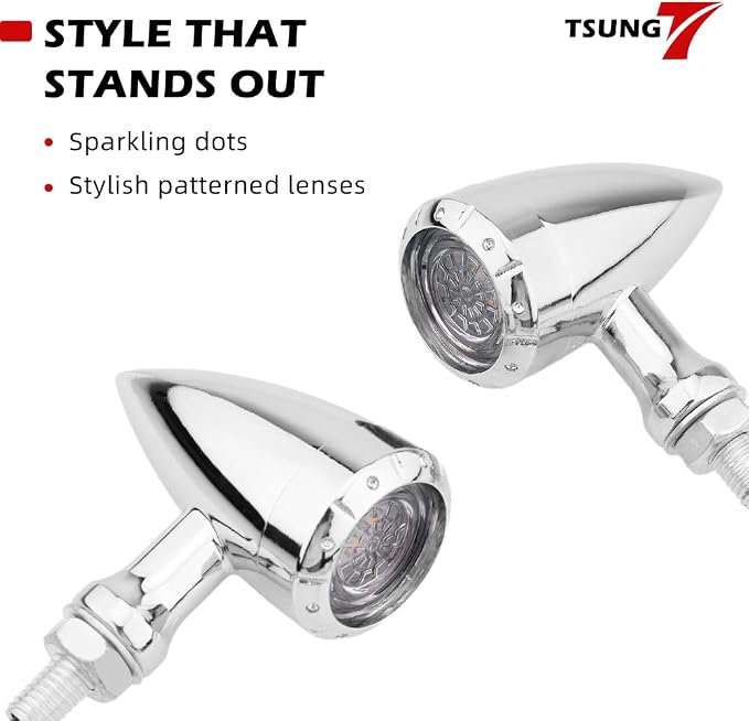 TSUNG 4PCS Motorcycle Bullet LED Front Rear Turn Signal Light SMD Blinker