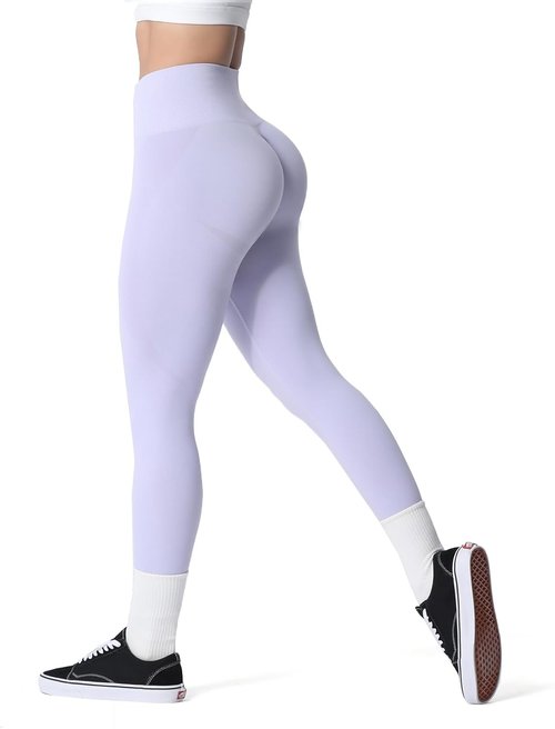 Aoxjox Seamless Workout Leggings for Women - High Waisted Smile Contour Yoga Pants | 26" Length