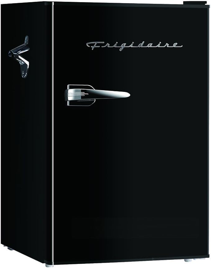 FRIGIDAIRE EFR376-BLACK 3.1 Cu Ft Black Retro Bar Fridge with Side Bottle Opener