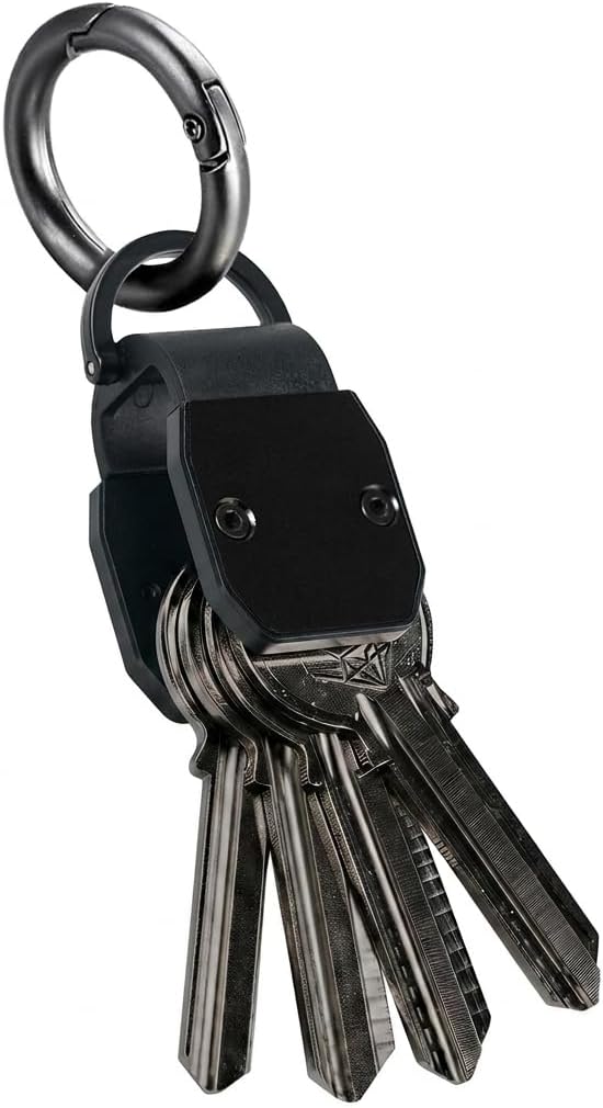 Compact Aluminum Mini Key Organizer Holder Keychain with Carabiner Clip.