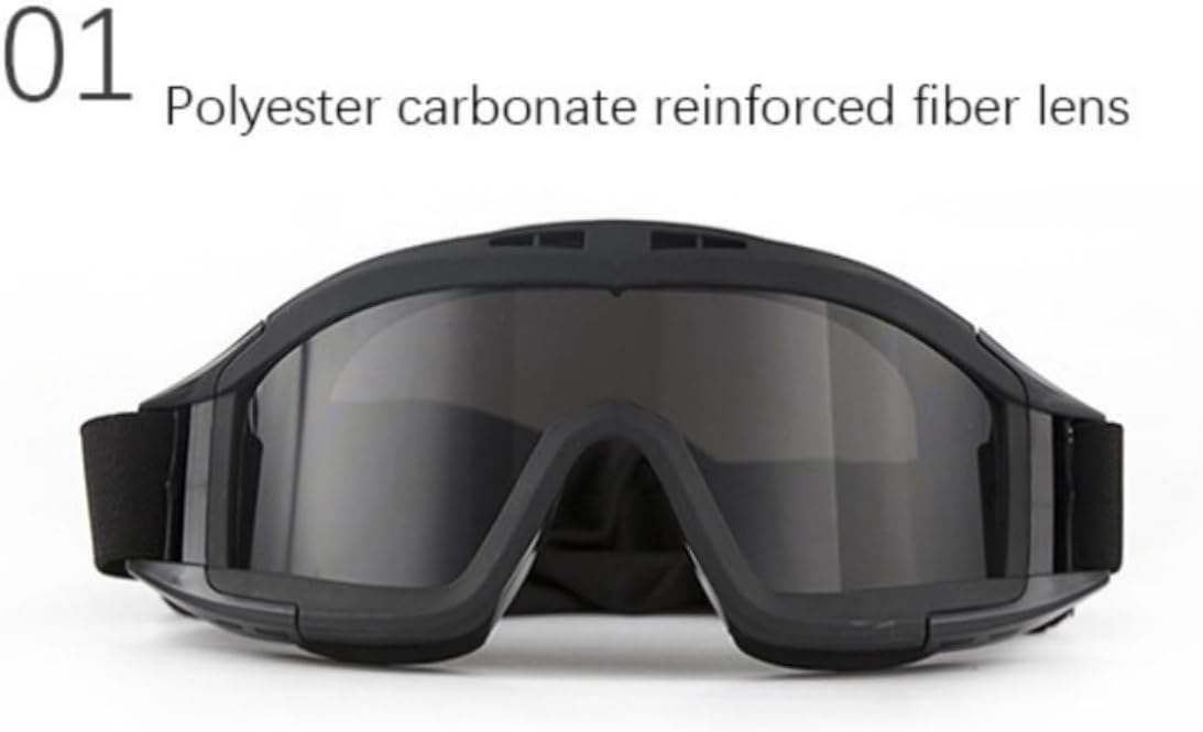 Skiennix Tactical Military Goggles - 3 Interchangeable Lenses for Wind & Dust Protection | Ideal for Airsoft & Cycling