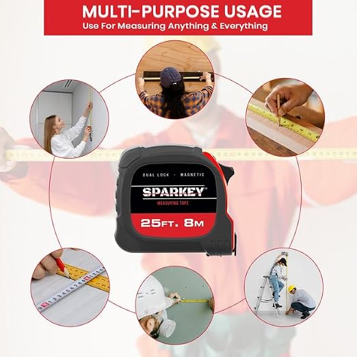 Sparkey 25ft/8M Retractable Tape Measure
