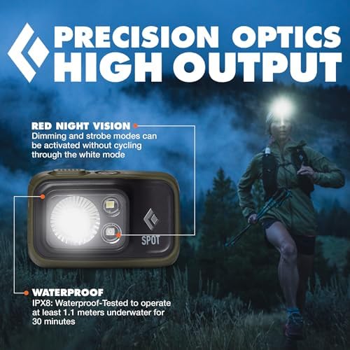 BLACK DIAMOND Spot 400 Headlamp, AAA Powered, Dimmable Bright BD Dark Olive