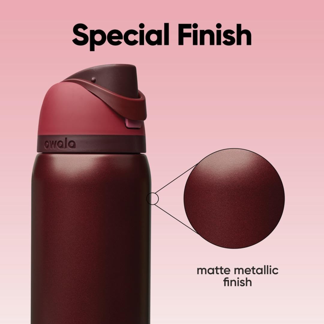 Owala FreeSip Insulated Stainless Steel Water Bottle - BPA-Free, 32 Oz, Black Cherry | Perfect for Travel