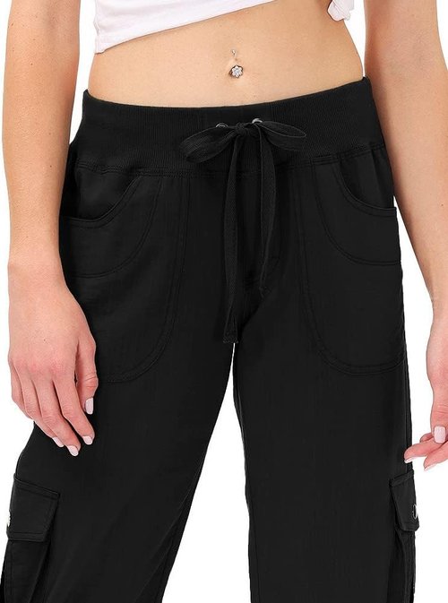 MoFiz Women's Capris - Lightweight Casual Pants with Pockets for Hiking | Loose Fit Baggy Cargo Style