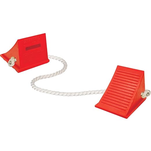 Checkers Roped Pair of Large Wheel Chocks for 32-46" Tires, Heavy Duty Wheel Chock for Semi Trucks, Utility, Tractor Trailer, 50k lb Load Capacity, Made in The USA, Polyurethane, UC1500-4.5-P