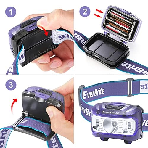 EverBrite Headlamp, 2 Pack Kids Headlamp with Red Light and Memory Function, Head Lamp for Adults and Kids with 5 Modes, Bright Headlamps for Camping, Running, Christmas Gifts, Batteries Included