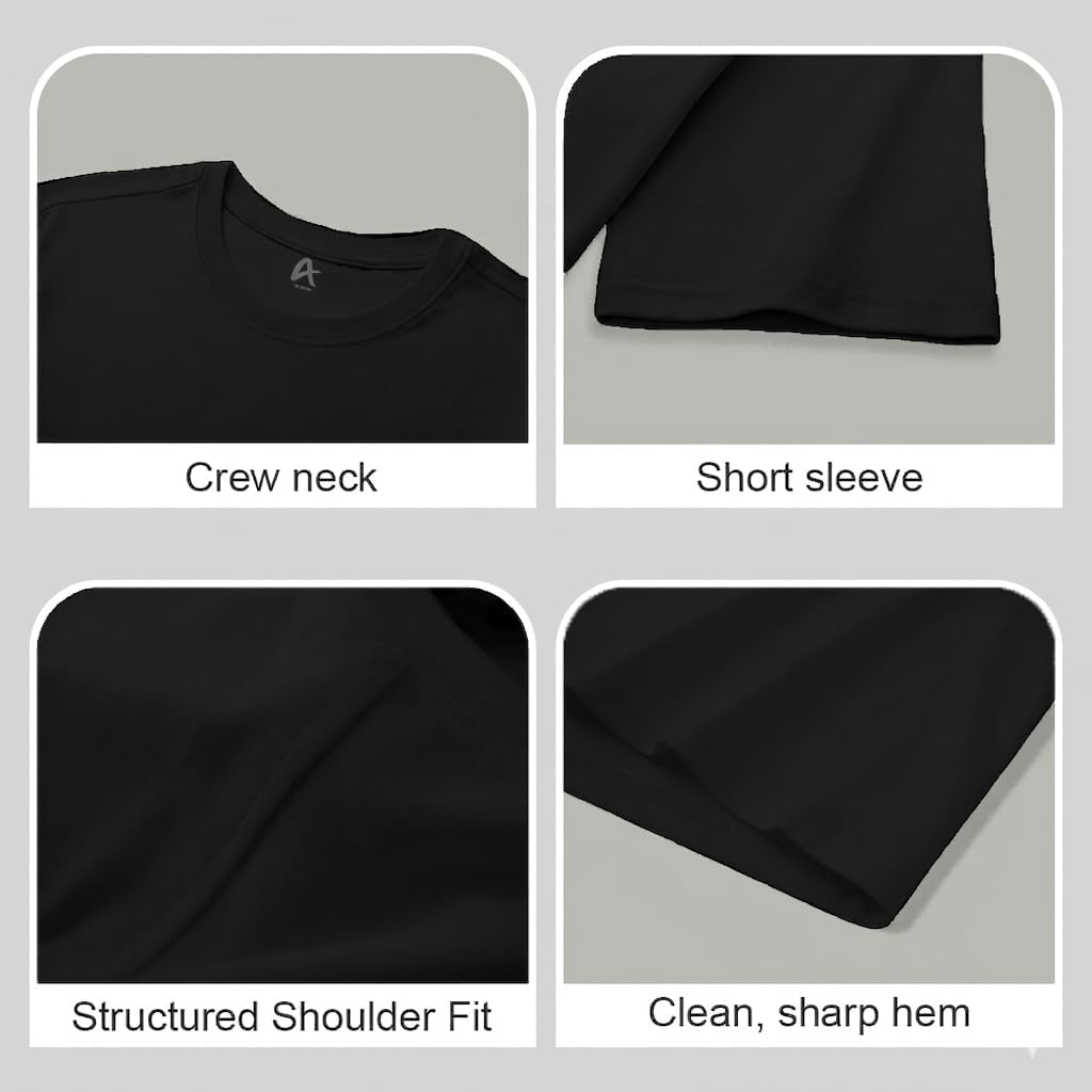 Skiennix Men's 100% Cotton Crew Neck T-Shirt - Premium Short Sleeve Casual Tees, Regular Fit