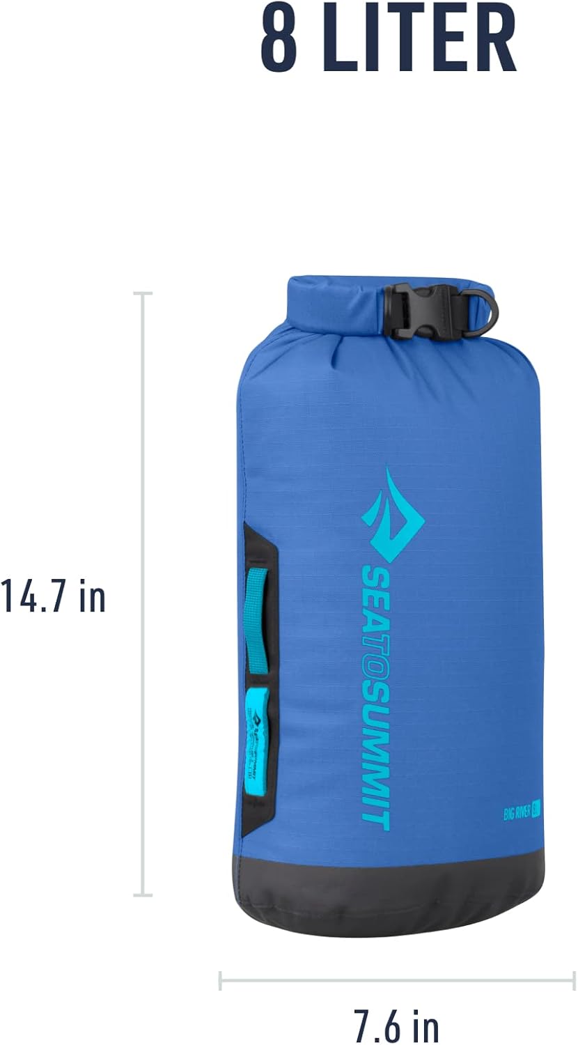 Sea to Summit Big River Dry Bag - Heavy-Duty Waterproof Storage, 8 Liter, Surf Blue