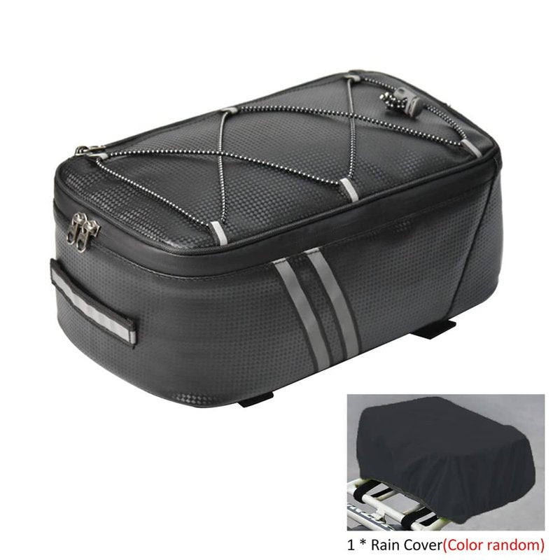 Tookie 8L Rear Carrier Luggage Bike Bag, Waterproof PU Leather Bicycle Rear Seat Cargo Bag Luggage Bike Bag Bicycle Saddle Bag with Rain Cover, Easy to Install