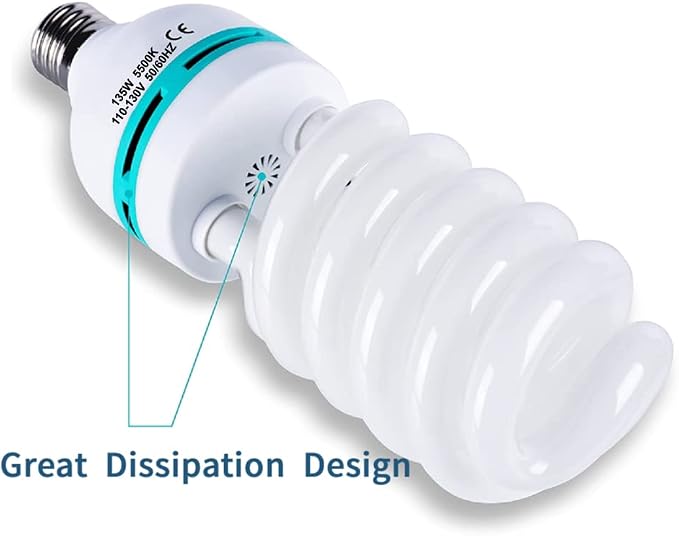 135W Light Bulb 5500K CFL Daylight Spiral Softbox Lighting Kit Bulb in E27/E26