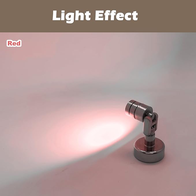 Metal Miniature LED Lights,Tiny Spot Light with Magnet Base,Battery Operated LED Lights,Wireless Miniature Spot Light for Artwork Painting,Jewelry Showcase,DIY Hand Craft (Red)