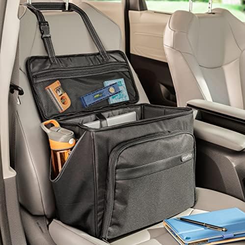 High Road Car Office Organizer - Front Seat Organizer with Desk Supplies Compartment, Laptop Sleeve, 2 Bottle Holders, Storage Cover and Padded Shoulder Strap for Cars, Trucks and Patrol Vehicles