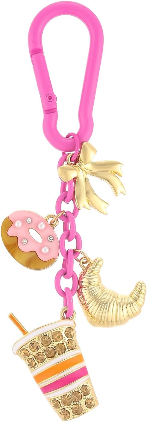 Madison Tyler Western Cowboy Boots Cherry Bow Bubble Tea Strawberry Cute Keychain | Bag Charms for Handbags Purse Charms