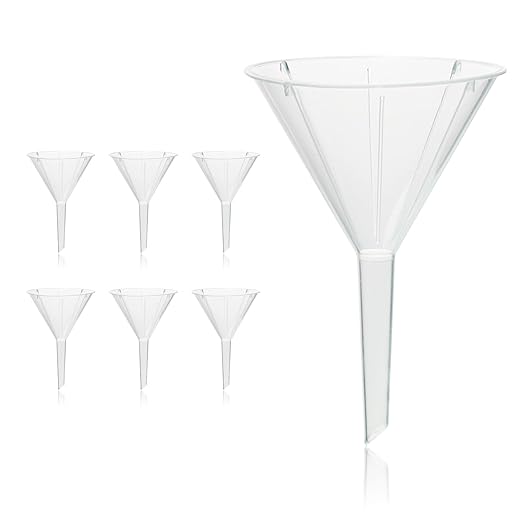 Utile 6pcs Plastic Analytical Funnel Set, PP Material, Top Diameter 70mm, Small Funnel for Lab Bottles, Recreational Activities, 4512.0015.6