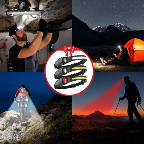 KYEKIO 3Pack 7Modes LED Headlamp Rechargeable with Red Light for Adults