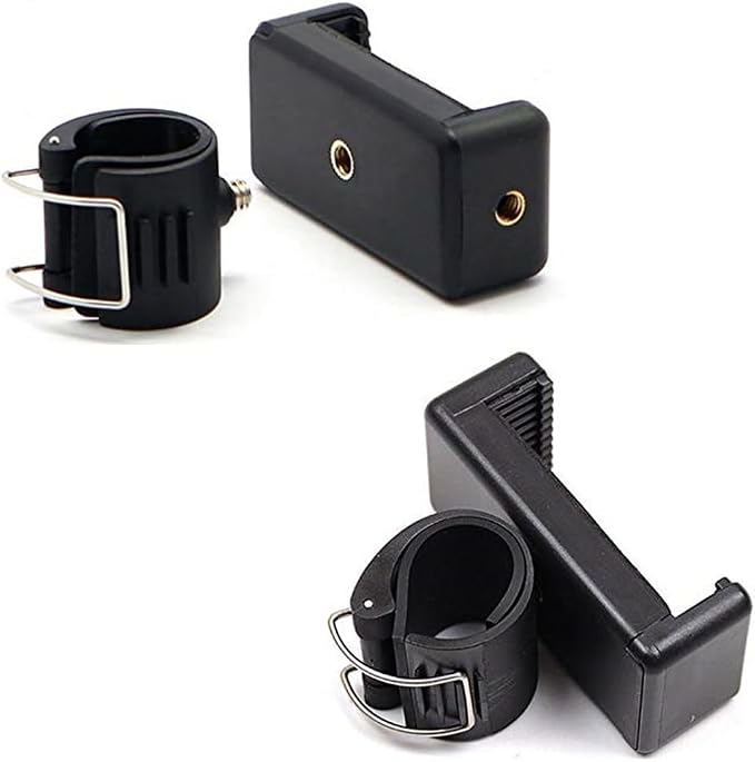 2 Pack Selfie Stick Mount Phone Holder Clip Clamp Pole Phone Mount