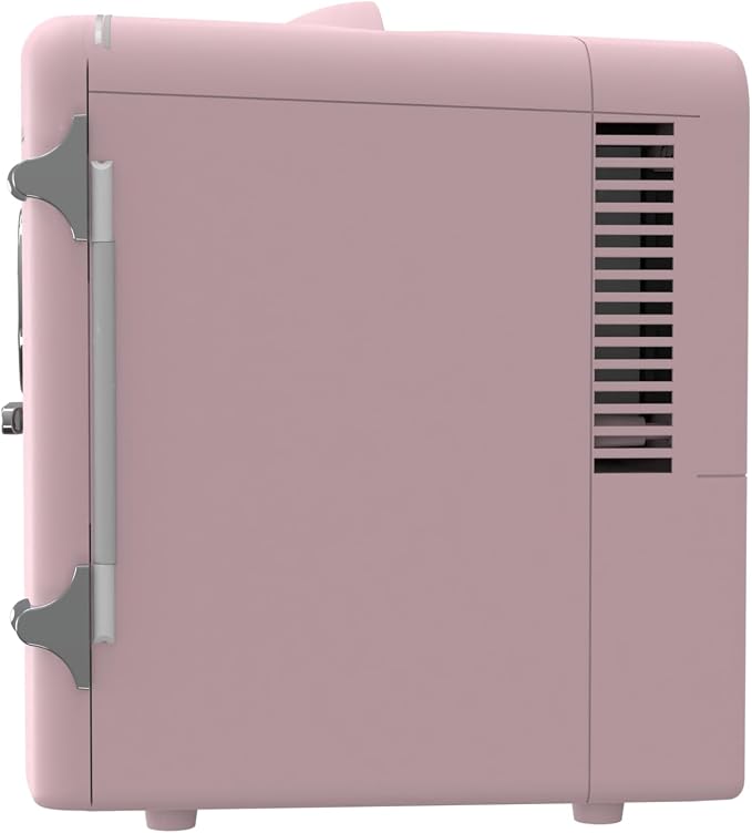 Frigidaire EFMIS171 Retro Mini Portable Personal Fridge - Ideal for Home, Office or Dorm - Includes Carrying Handle, AC/DC Wall/Car Charger (Pink)