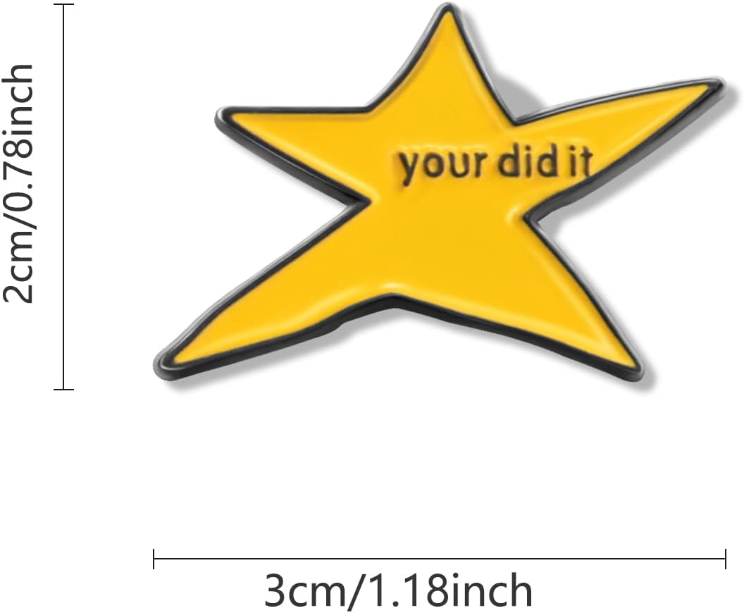 Yellow Star Enamel Lapel Pins by Your Did It - Inspirational Brooches for Graduation & Cute Desk Decor | 10/20/50/100 Pack
