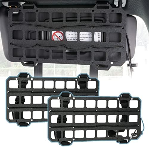2 Pcs Vehicle Molle Panel Tactical Visor Organizer for Car Visor/Headrest/Seat Back, Gear Holder and Accessories Pouches for EDC Tools