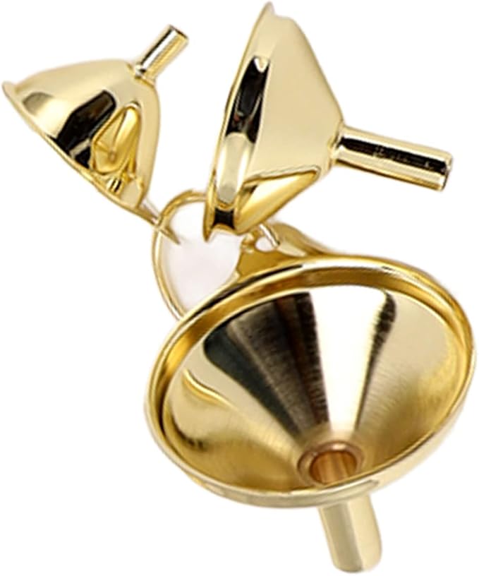 Yosoo Gold Stainless Steel Funnel Set 3 Pieces, Kitchen Funnel Set for Transferring Essential Oils, Liquid, Spice, Dry Ingredients, Powder