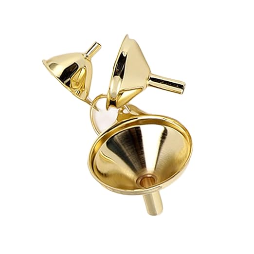 Majatou 3 Pieces Gold Stainless Steel Funnel, Kitchen Funnel Set for transferring Essential Oils, Liquids, Liquids, Dry Powders, and Kitchen Gold funnels