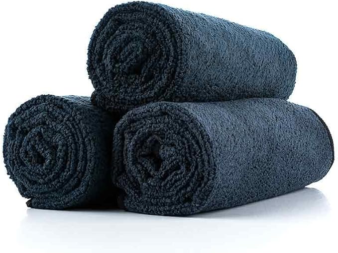 The Rag Company - Sport & Workout Towel - Gym, Exercise, Fitness, Spa, Ultra Soft, Super Absorbent, Fast Drying Premium Microfiber, 320gsm, 16in x 27in, Midnight (3-Pack)