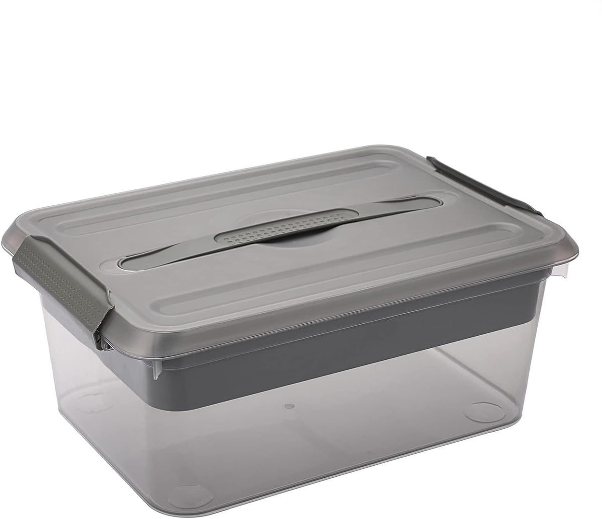 BTSKY Stack & Carry Box, Clear Plastic Storage Container Stackable Home Utility Box with Removable Tray Multi-Purpose Storage Bin for Organizing Stationery, Sewing, Art Craft Supplies (Black)
