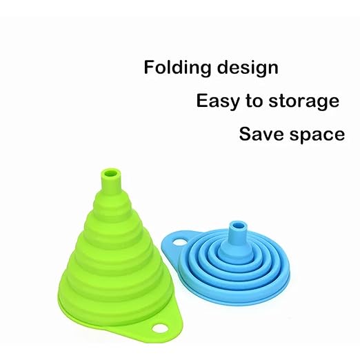 Set of 4 Silicone Collapsible Kitchen Funnel - X-Small to Large Sizes for Easy Liquid Transfer Food Grade Silicone Collapsible Gadgets (Multicolor)