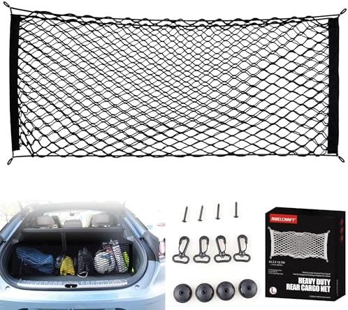 AWELCRAFT Car Rear Cargo Net – Adjustable Elastic Trunk Storage Organizer
