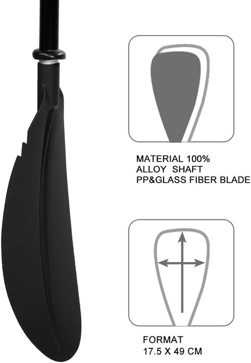 Karltion Kayak Paddle - Adjustable Aluminum Alloy Shaft with Glass Fiber Blade | Lightweight & Portable